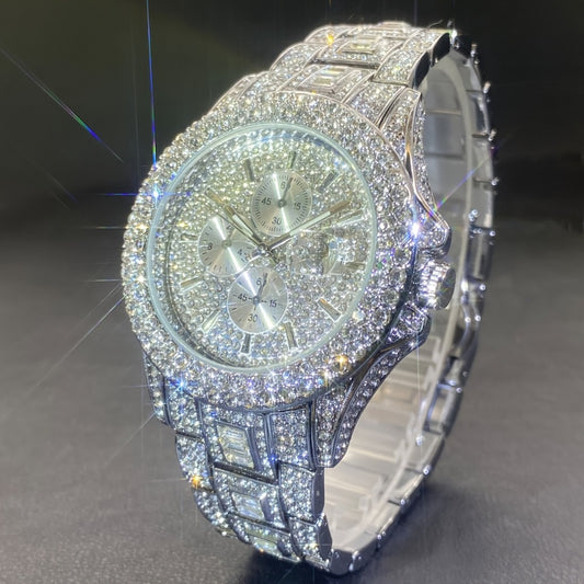 Men's Quartz Watch - Iced Out Rhinestone for & Women Hip Hop Luxury Bling Wristwatch - main product view