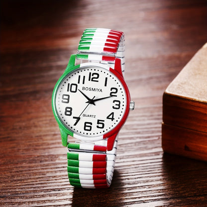 Men's Quartz Watch - Italian Flag Color for Women - Analog Wristwatch with Stainless Steel - product detail view 2
