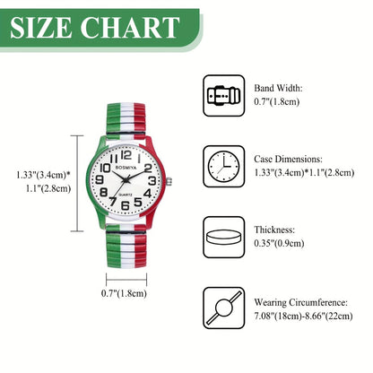 Men's Quartz Watch - Italian Flag Color for Women - Analog Wristwatch with Stainless Steel - product detail view 4