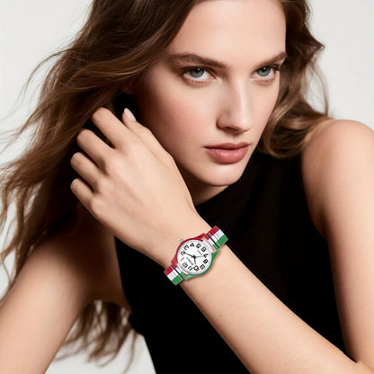 Men's Quartz Watch - Italian Flag Color for Women - Analog Wristwatch with Stainless Steel - product detail view 7