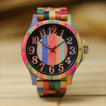 Men's Quartz Watch - LeeEv Wooden for - Natural Wood Hollow Skeleton Dial Wristwatch, Arabic - product detail view 10