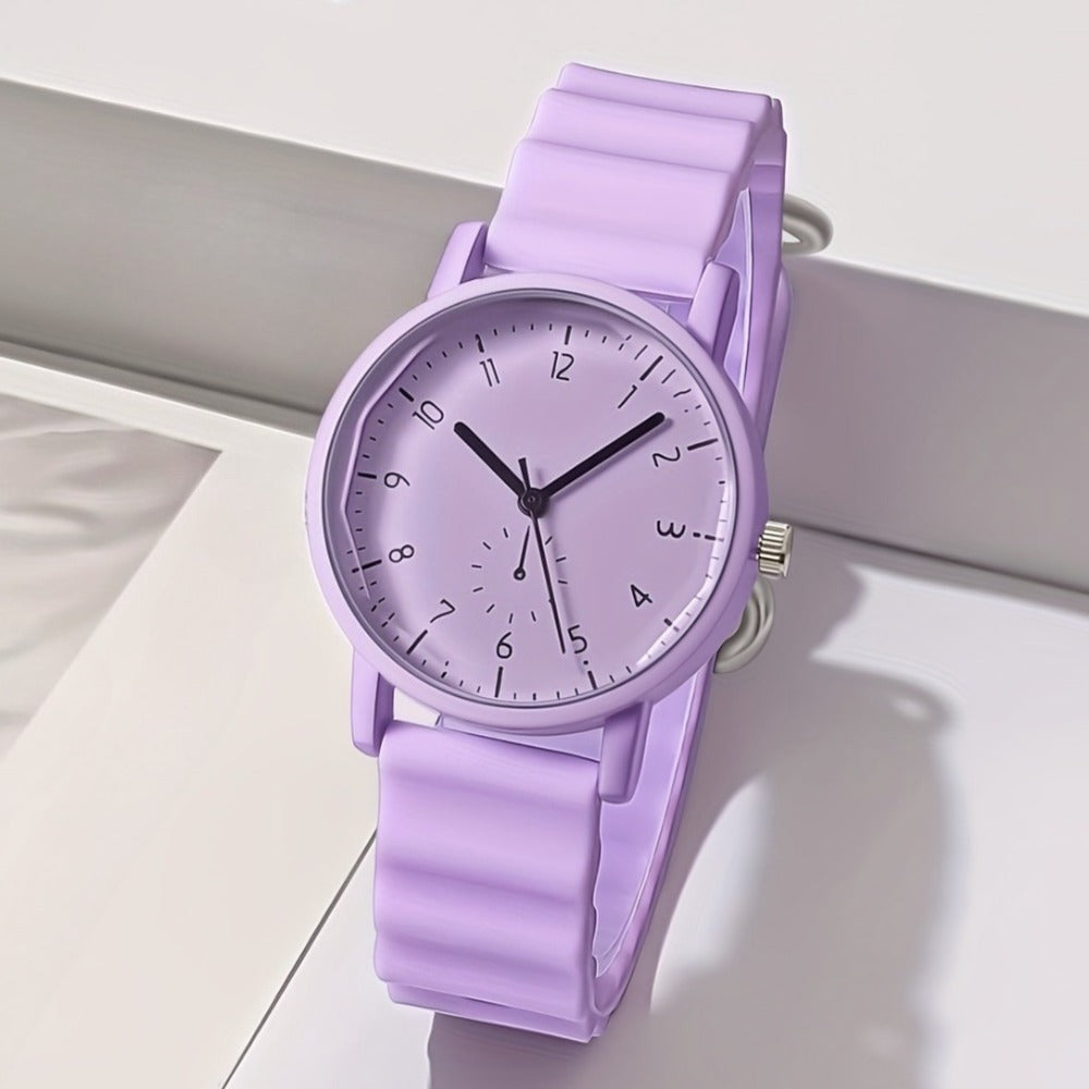 Women's Quartz Watch - Macaron Color Silicone Cute Casual Round Analog Fashion Wrist for Girls - product detail view 2