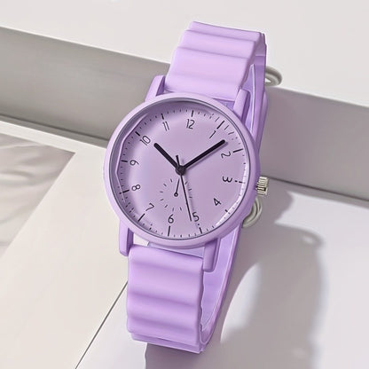 Women's Quartz Watch - Macaron Color Silicone Cute Casual Round Analog Fashion Wrist for Girls - product detail view 2