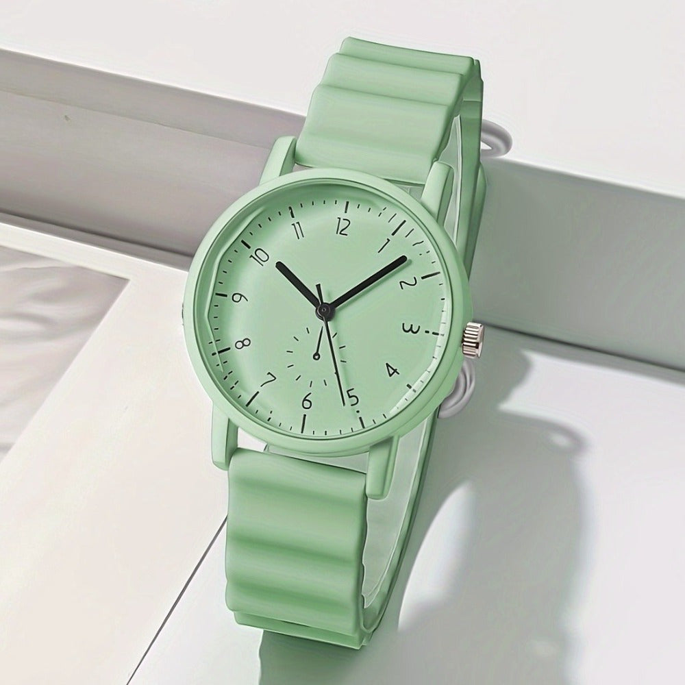 Women's Quartz Watch - Macaron Color Silicone Cute Casual Round Analog Fashion Wrist for Girls - product detail view 12