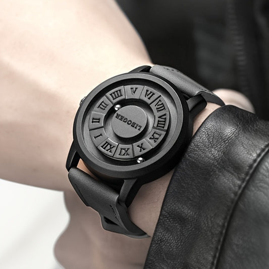 Men's Quartz Watch - Magnetic Steel Ball for Vintage Touch-Read Wristwatch with Faux Leather - main product view