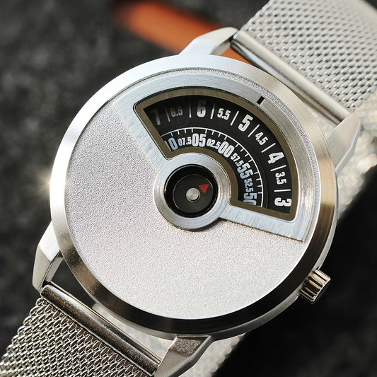 Men's Quartz Watch - Minimalist No-Hands with Stainless Steel Strap - Contemporary Industrial - main product view