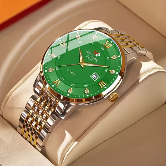 Men's Quartz Watch - Minimalist 's Stainless Steel Band Date Display Round Dial Business Casual - main product view