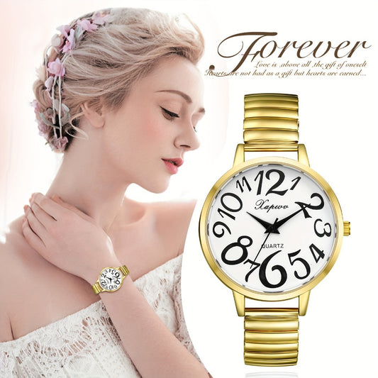 Women's Quartz Watch - Multi-Color 's Analog with Round Stretch Band - Large Arabic Numeral Dial - main product view