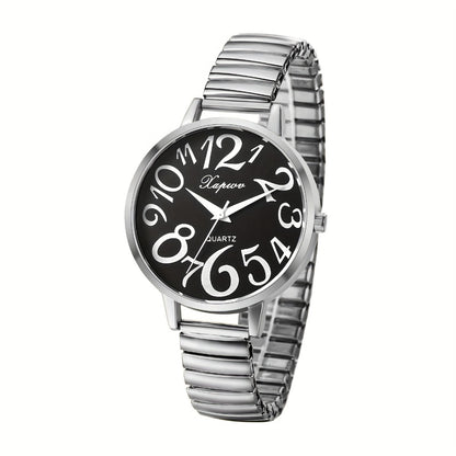 Women's Quartz Watch - Multi-Color 's Analog with Round Stretch Band - Large Arabic Numeral Dial - product detail view 5