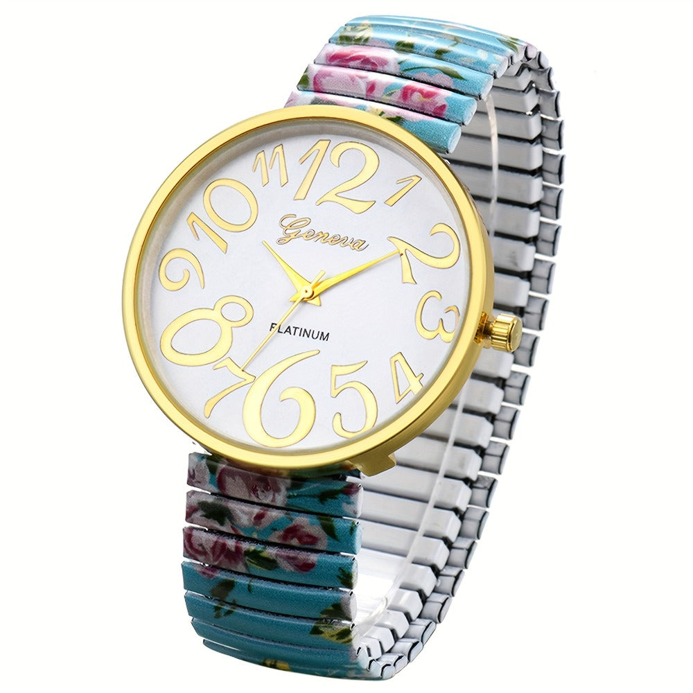 Women's Quartz Watch - Multi-Color 's Analog with Round Stretch Band - Large Arabic Numeral Dial - product detail view 11