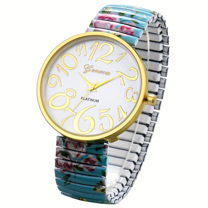 Women's Quartz Watch - Multi-Color 's Analog with Round Stretch Band - Large Arabic Numeral Dial - product detail view 23
