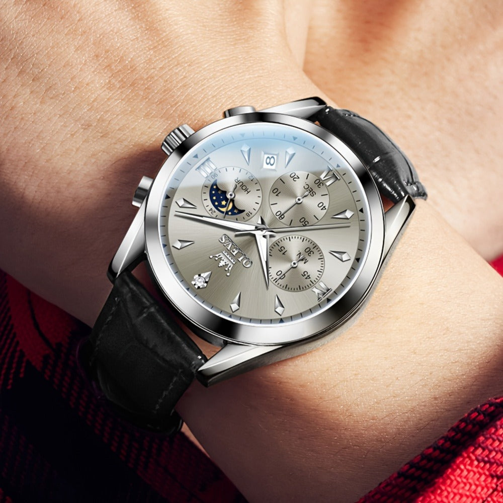 Men's Quartz Watch - Multifunction Chronograph for O1LEVS 6-Hand , Moon Phase, Luminous - product detail view 3