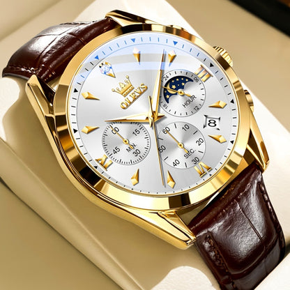 Men's Quartz Watch - Multifunction Chronograph for O1LEVS 6-Hand , Moon Phase, Luminous - product detail view 5