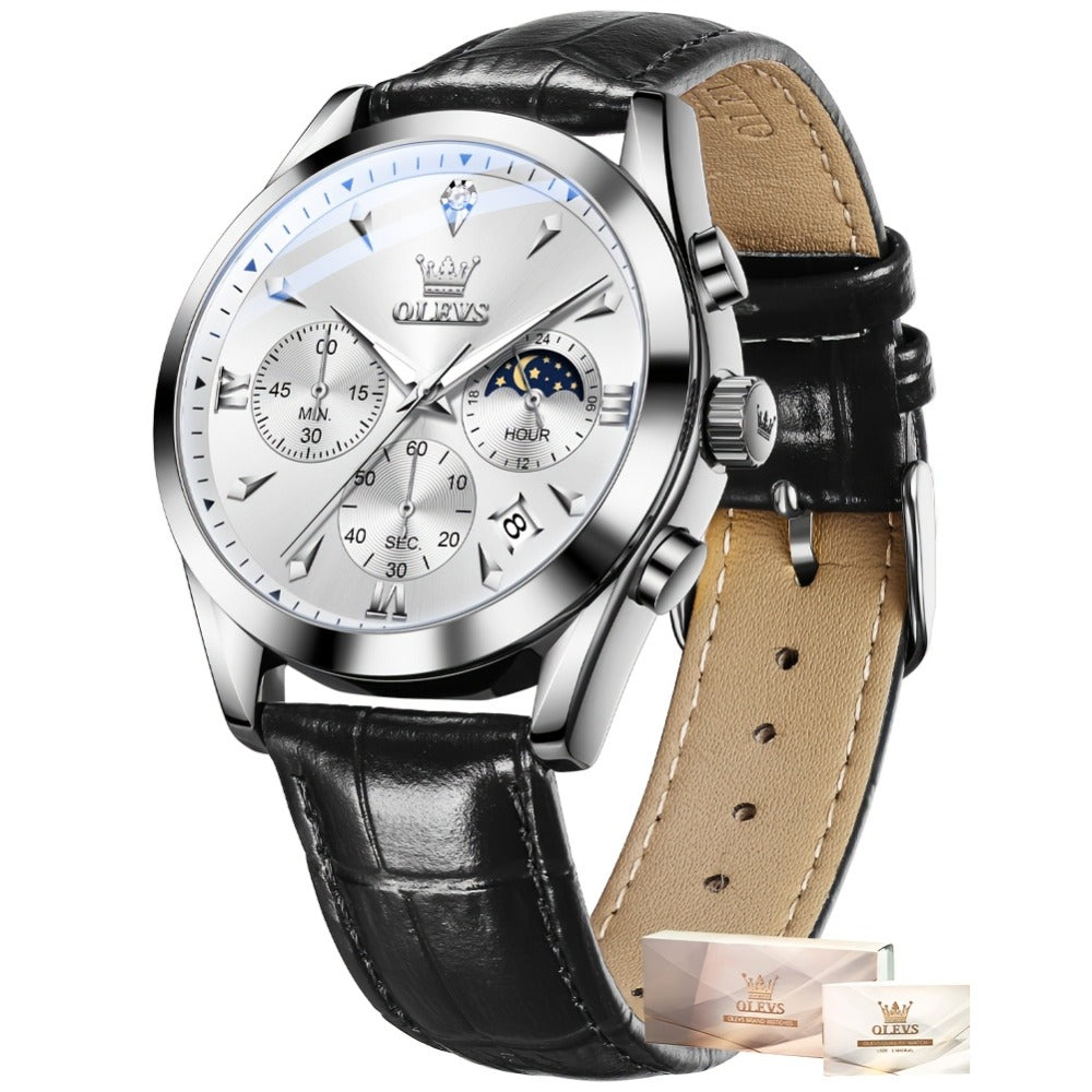 Men's Quartz Watch - Multifunction Chronograph for O1LEVS 6-Hand , Moon Phase, Luminous - product detail view 6