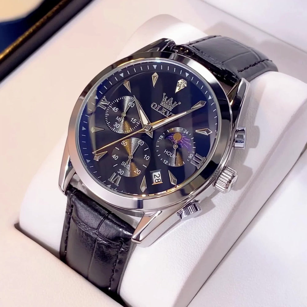 Men's Quartz Watch - Multifunction Chronograph for O1LEVS 6-Hand , Moon Phase, Luminous - product detail view 13