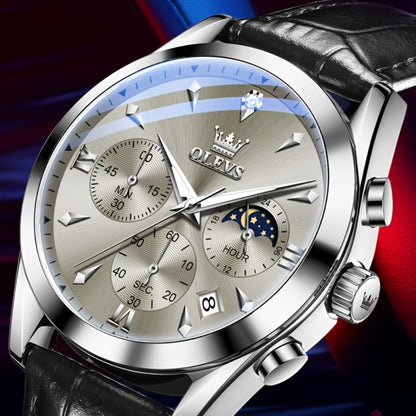Men's Quartz Watch - Multifunction Chronograph for O1LEVS 6-Hand , Moon Phase, Luminous - product detail view 14