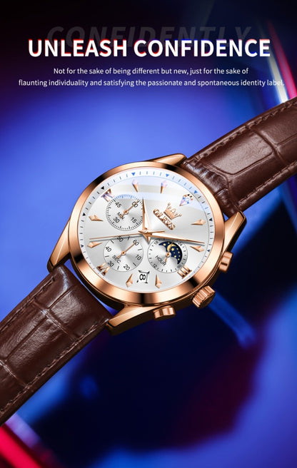 Men's Quartz Watch - Multifunction Chronograph for O1LEVS 6-Hand , Moon Phase, Luminous - product detail view 16