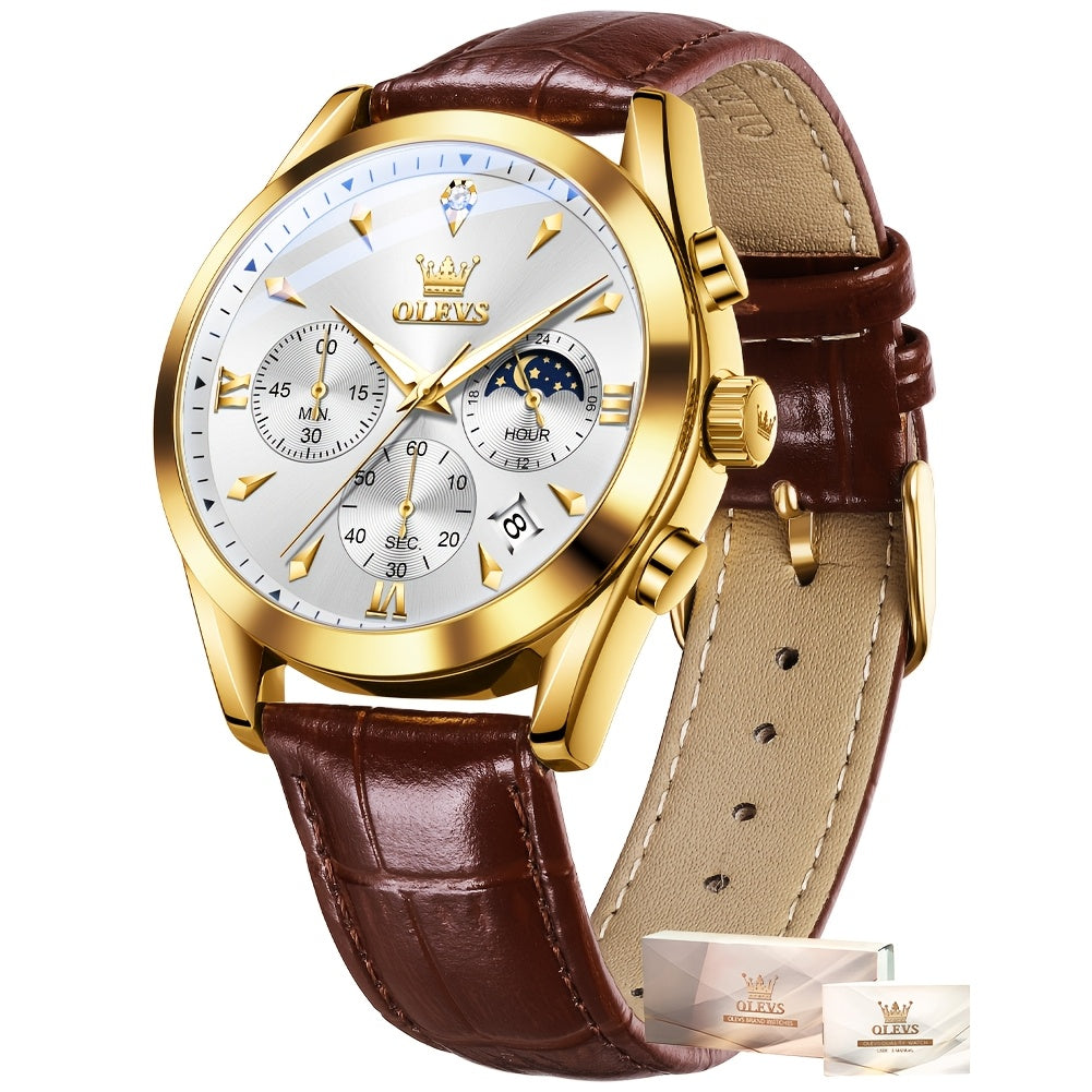 Men's Quartz Watch - Multifunction Chronograph for O1LEVS 6-Hand , Moon Phase, Luminous - product detail view 23