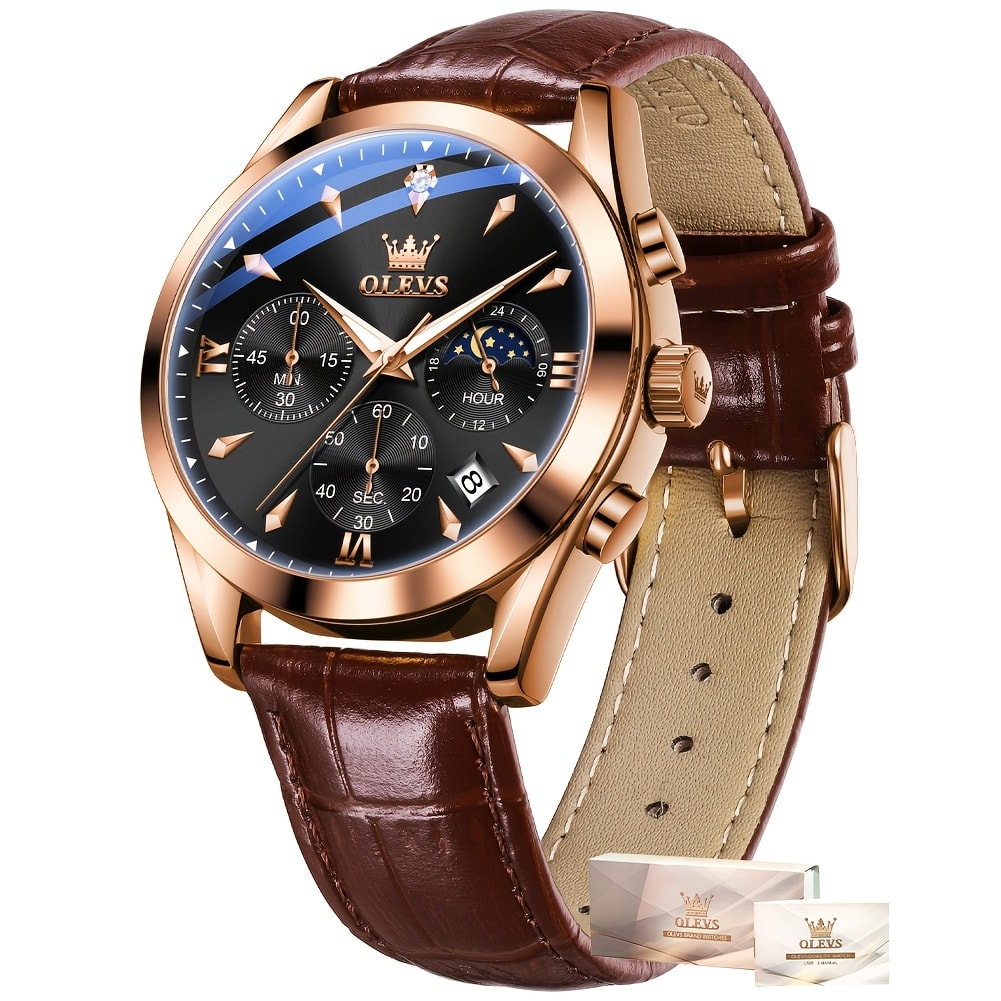 Men's Quartz Watch - Multifunction Chronograph for O1LEVS 6-Hand , Moon Phase, Luminous - product detail view 25
