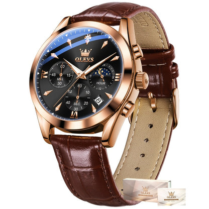Men's Quartz Watch - Multifunction Chronograph for O1LEVS 6-Hand , Moon Phase, Luminous - product detail view 25