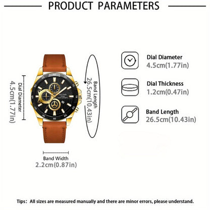 Men's Quartz Watch - NOTIONR 's Faux Leather Date Display, Round Dial, Business & Sport Casual - product detail view 5