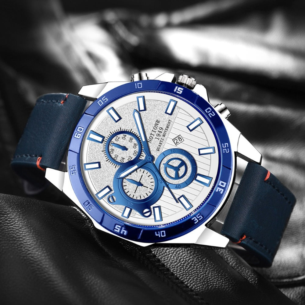 Men's Quartz Watch - NOTIONR 's Faux Leather Date Display, Round Dial, Business & Sport Casual - product detail view 6