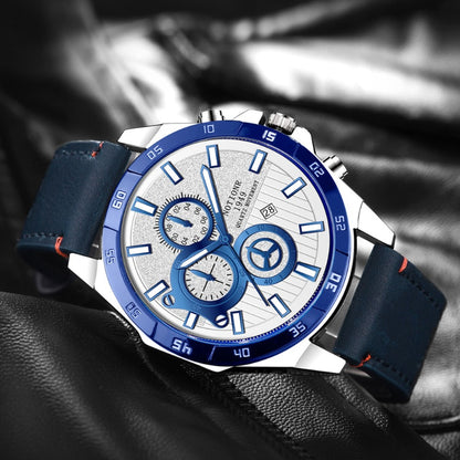 Men's Quartz Watch - NOTIONR 's Faux Leather Date Display, Round Dial, Business & Sport Casual - product detail view 6