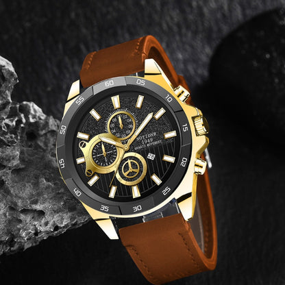 Men's Quartz Watch - NOTIONR 's Faux Leather Date Display, Round Dial, Business & Sport Casual - product detail view 9