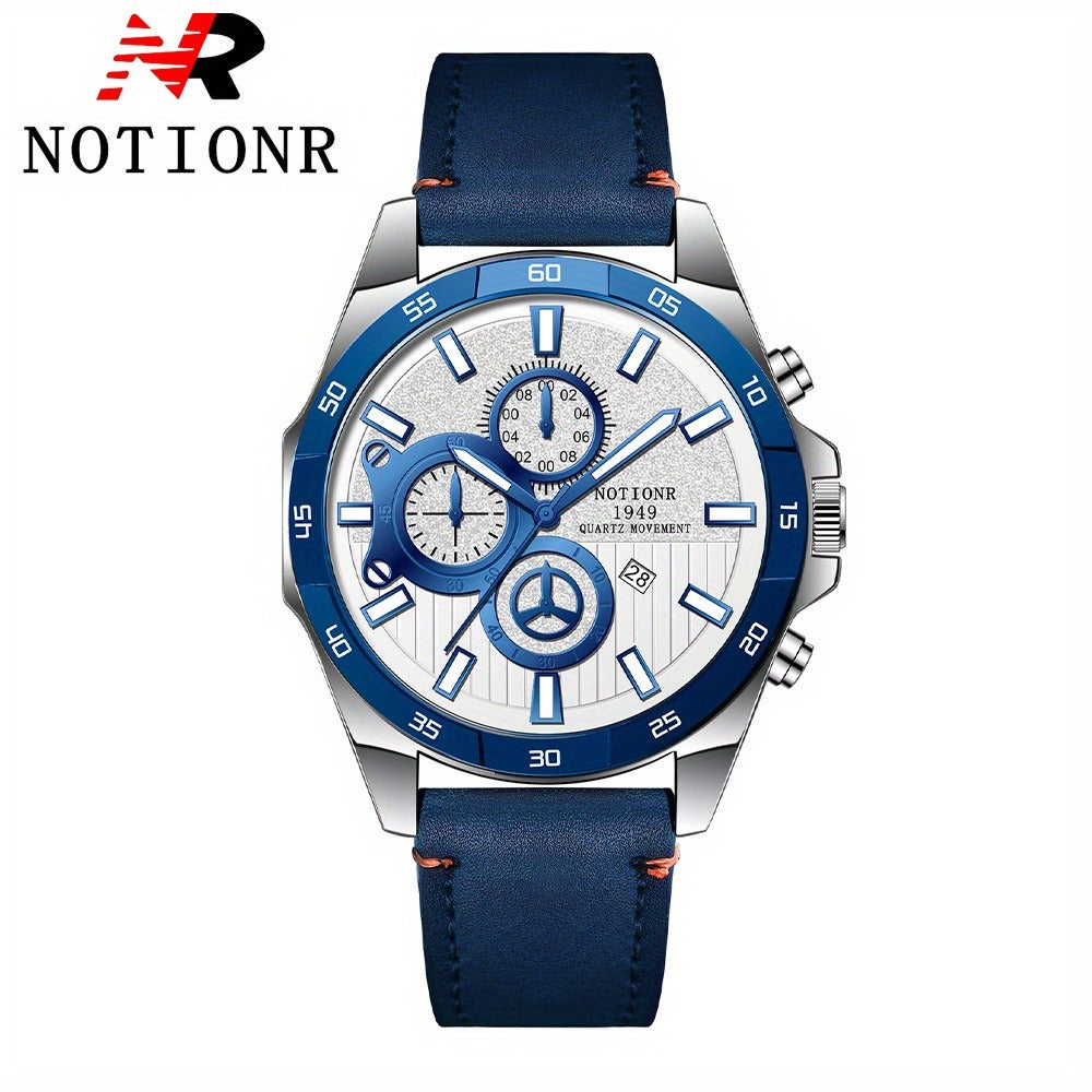Men's Quartz Watch - NOTIONR 's Faux Leather Date Display, Round Dial, Business & Sport Casual - product detail view 13