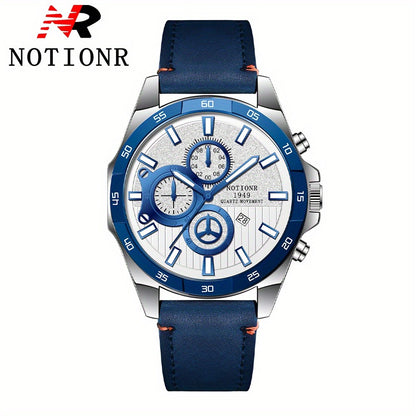 Men's Quartz Watch - NOTIONR 's Faux Leather Date Display, Round Dial, Business & Sport Casual - product detail view 13