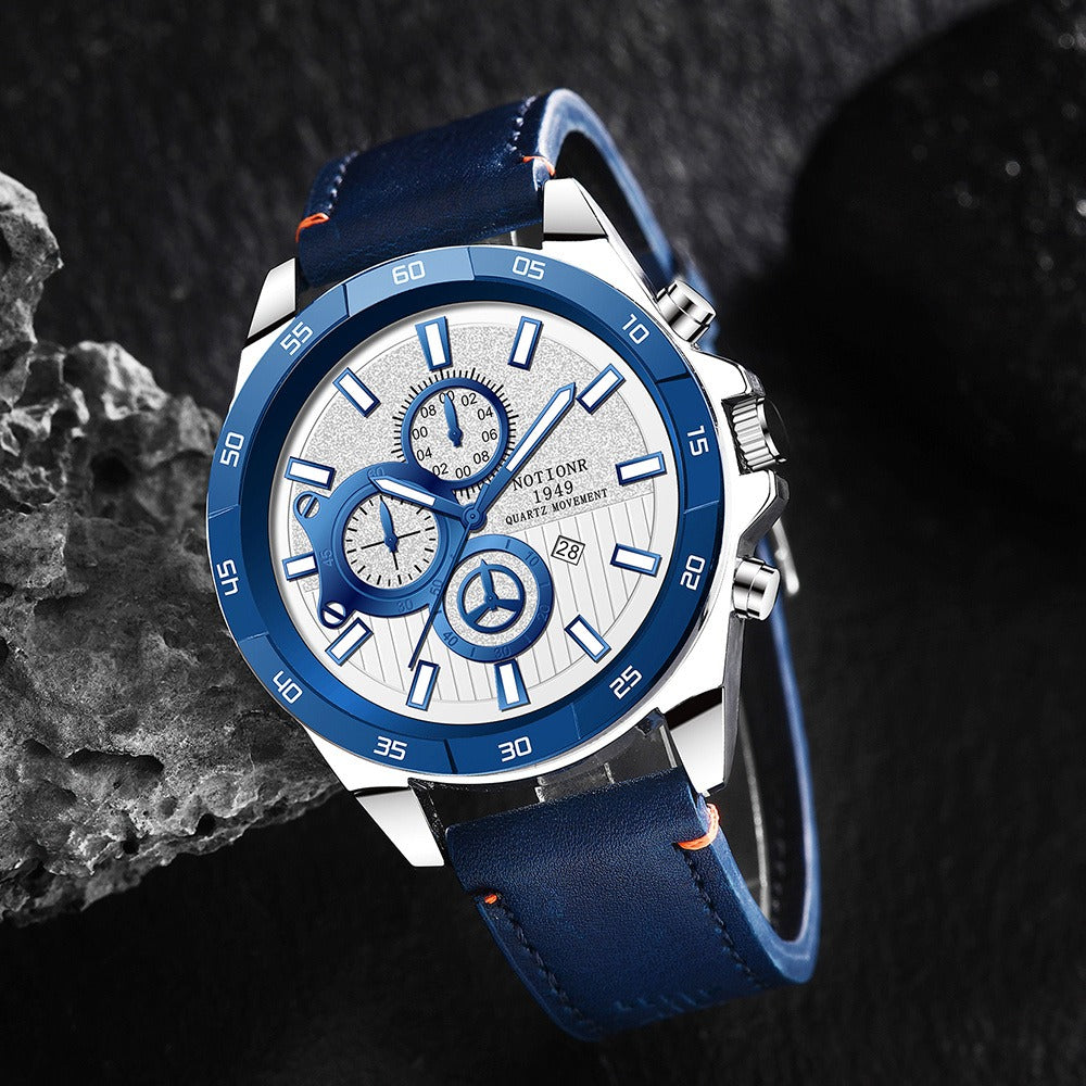 Men's Quartz Watch - NOTIONR 's Faux Leather Date Display, Round Dial, Business & Sport Casual - product detail view 15