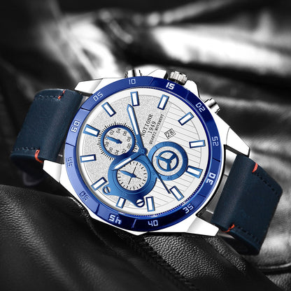 Men's Quartz Watch - NOTIONR 's Faux Leather Date Display, Round Dial, Business & Sport Casual - product detail view 17