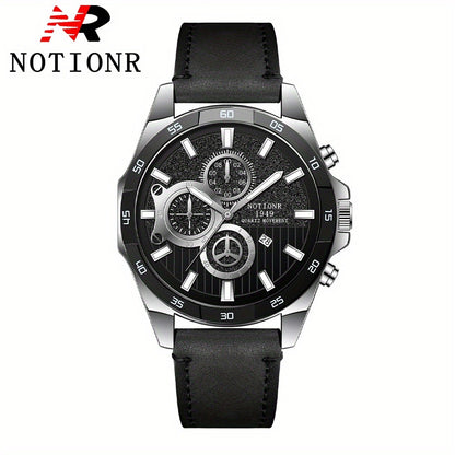 Men's Quartz Watch - NOTIONR 's Faux Leather Date Display, Round Dial, Business & Sport Casual - product detail view 19