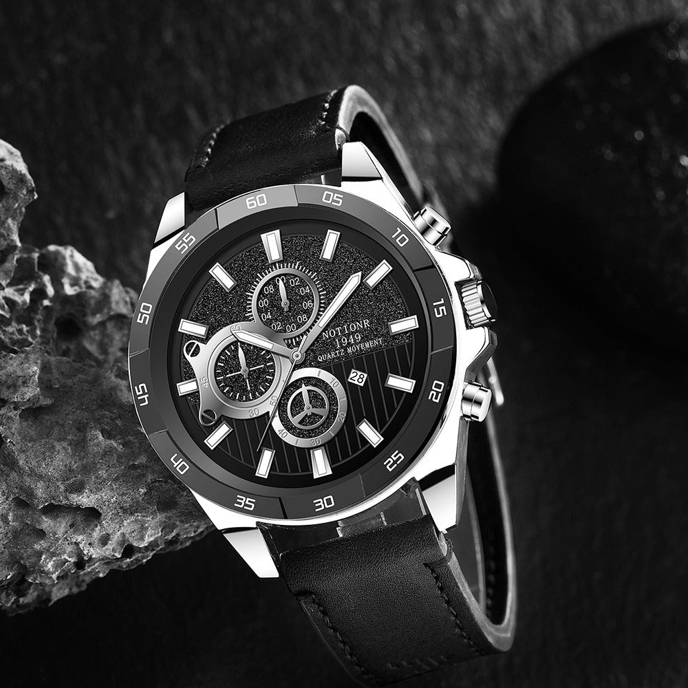 Men's Quartz Watch - NOTIONR 's Faux Leather Date Display, Round Dial, Business & Sport Casual - product detail view 22