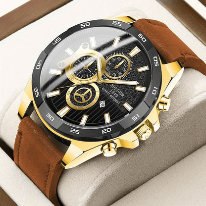Men's Quartz Watch - NOTIONR 's Faux Leather Date Display, Round Dial, Business & Sport Casual - product detail view 23