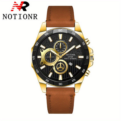 Men's Quartz Watch - NOTIONR 's Faux Leather Date Display, Round Dial, Business & Sport Casual - product detail view 24