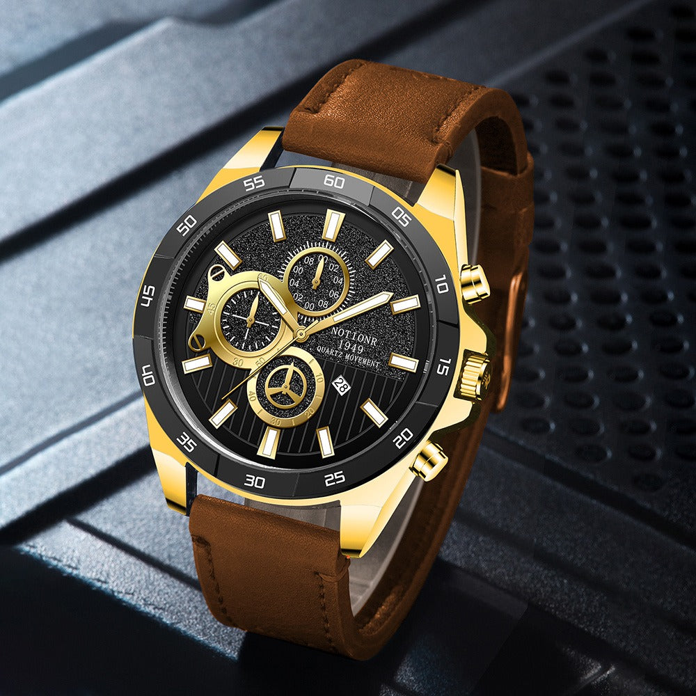 Men's Quartz Watch - NOTIONR 's Faux Leather Date Display, Round Dial, Business & Sport Casual - product detail view 25