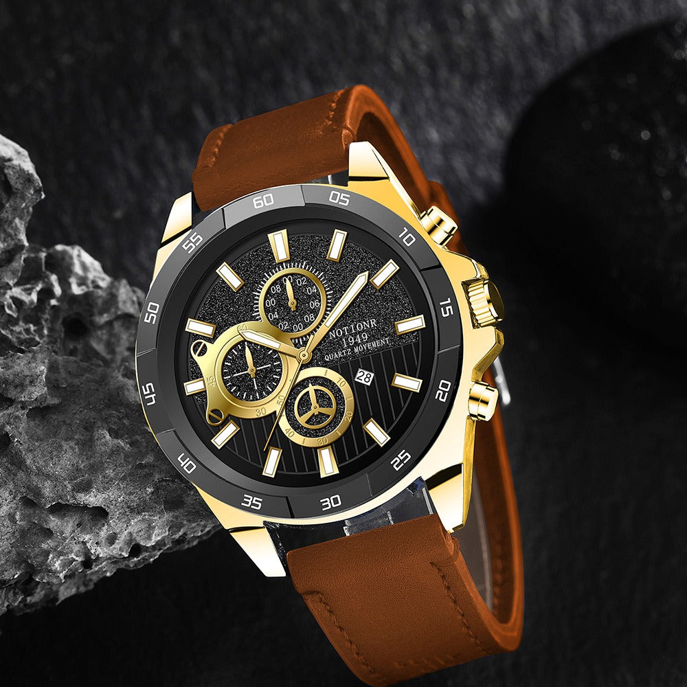 Men's Quartz Watch - NOTIONR 's Faux Leather Date Display, Round Dial, Business & Sport Casual - product detail view 26
