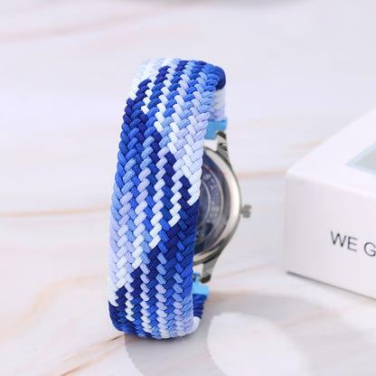 Men's Quartz Watch - Nylon Braided Band Unisex 22mm Elastic Soft Sport Wristwatch, Stainless - product detail view 5
