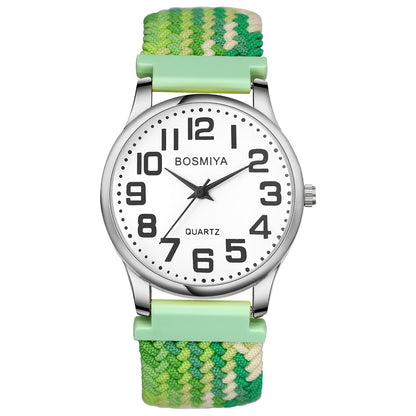 Men's Quartz Watch - Nylon Braided Band Unisex 22mm Elastic Soft Sport Wristwatch, Stainless - product detail view 7