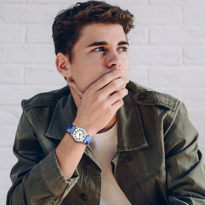 Men's Quartz Watch - Nylon Braided Band Unisex 22mm Elastic Soft Sport Wristwatch, Stainless - product detail view 9