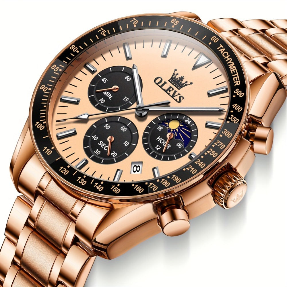 Men's Quartz Watch - OLEVS Luxury Luminous for Stainless Steel Dress Business Wristwatch Day - product detail view 5