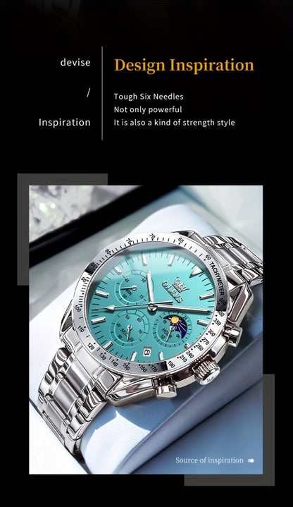 Men's Quartz Watch - OLEVS Luxury Luminous for Stainless Steel Dress Business Wristwatch Day - product detail view 14