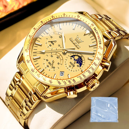 Men's Quartz Watch - OLEVS 's Chronograph Moon Phase, Multifunction Sport & Dress , Stainless - product detail view 11