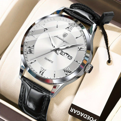 Men's Quartz Watch - POEDAGAR 978P 's 3ATM Waterproof Date Display PU Leather Band Fashion - product detail view 20