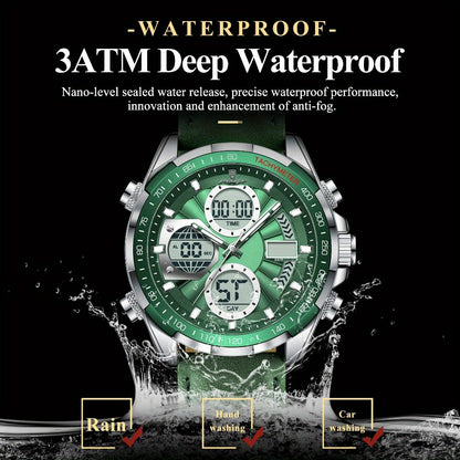 Men's Quartz Watch - POEDAGAR 's Analog-Digital Sport , Waterproof, Alarm, Calendar | 8 Colors - product detail view 4