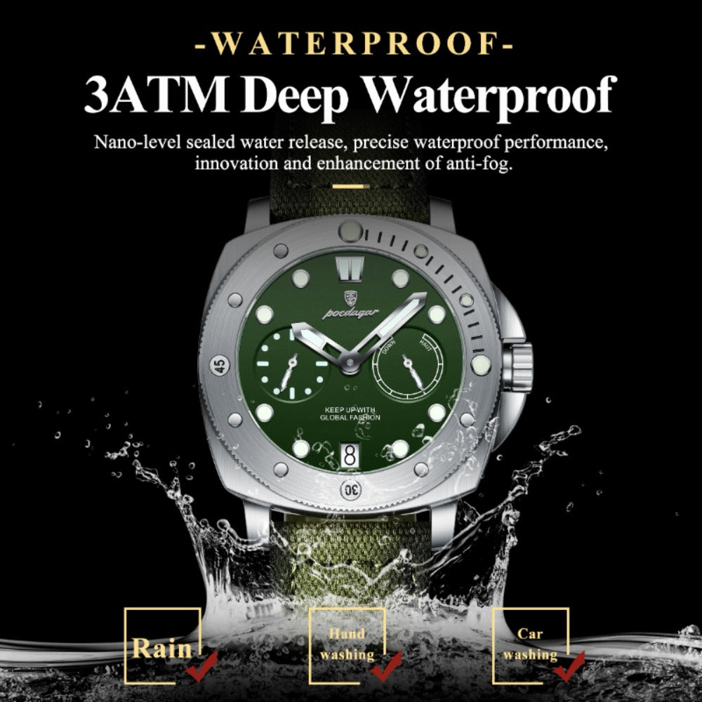 Men's Quartz Watch - POEDAGAR 's with Nylon Strap 3ATM Waterproof, Multi-Function Sport for - product detail view 4