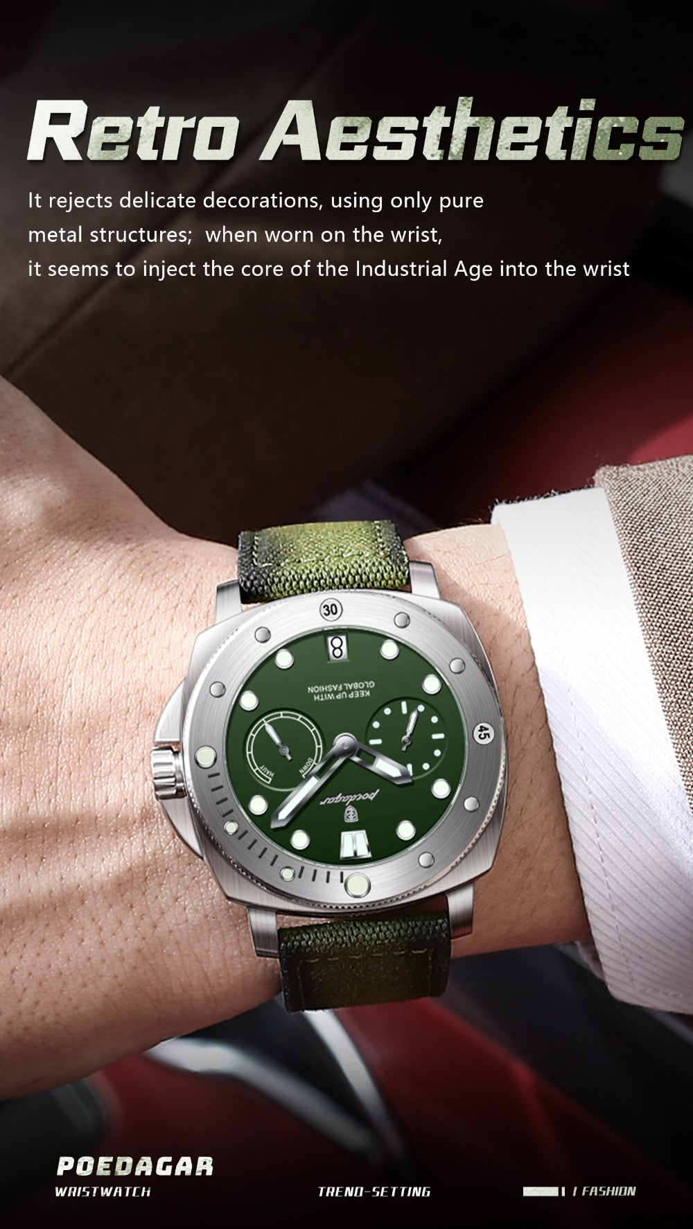 Men's Quartz Watch - POEDAGAR 's with Nylon Strap 3ATM Waterproof, Multi-Function Sport for - product detail view 18