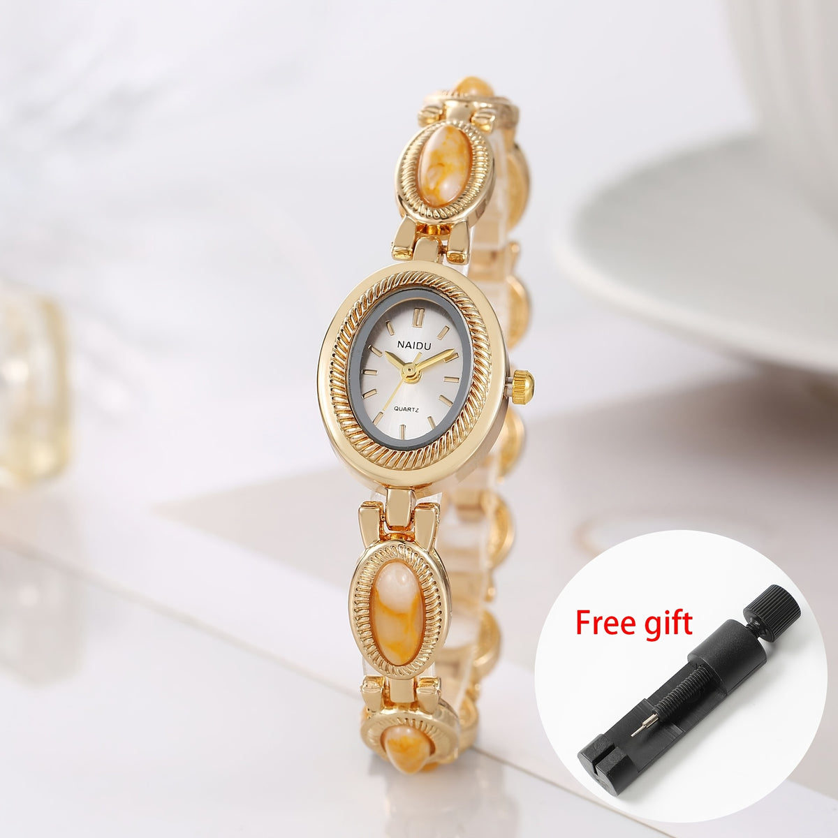 Women's Quartz Watch - Retro Bracelet for Light Luxury French Style Ladies Wristwatch with Band - product detail view 20