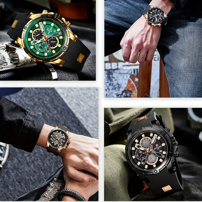 Men's Quartz Watch - REWARD Sport for - Luxury Studded Bezel Wristwatch, Luminous Dial with - product detail view 11